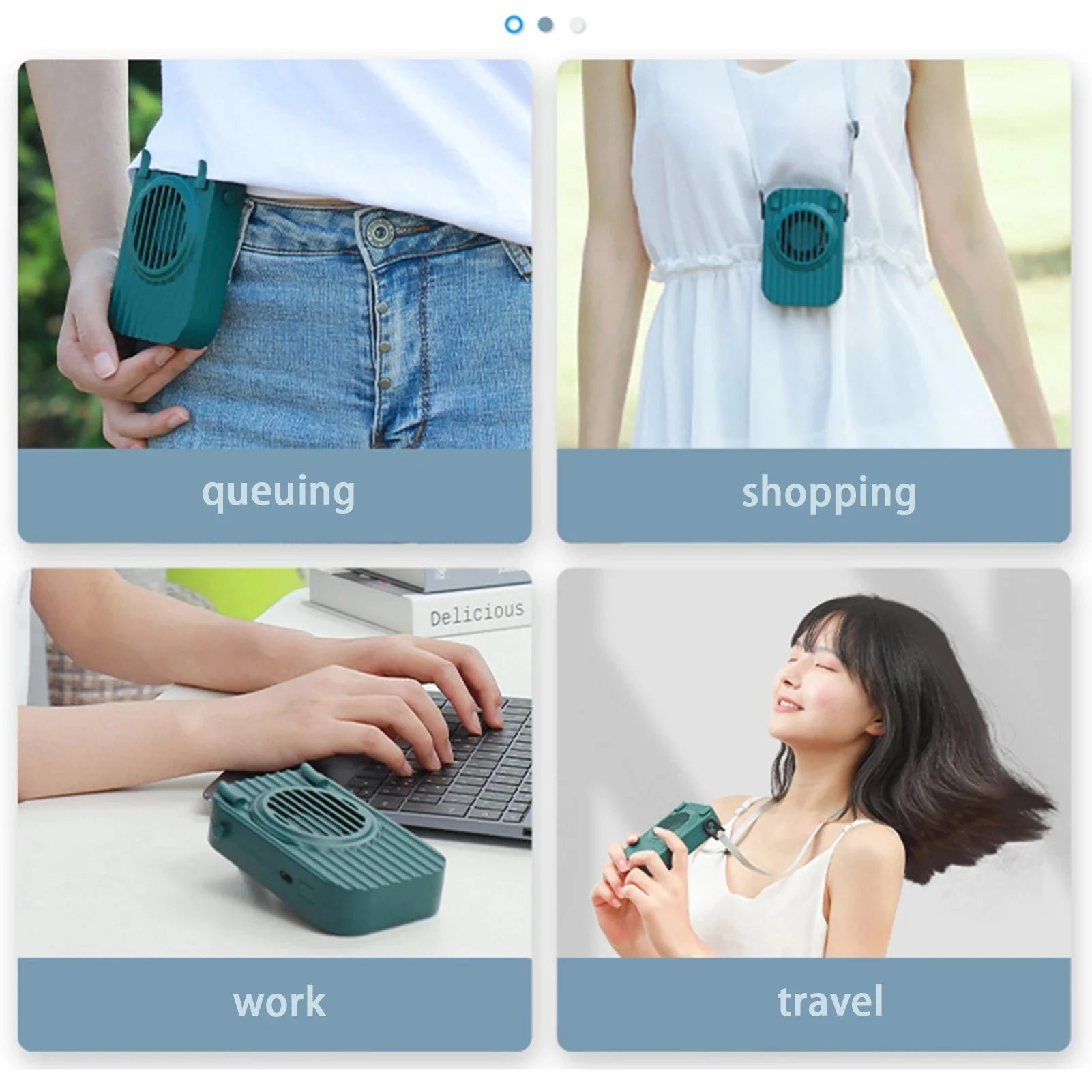 Mini USB Portable Fan Hands-free Neck Rechargeable Battery Small Three Levels Sports Desk Hand Air Conditioner | Компьютеры и офис