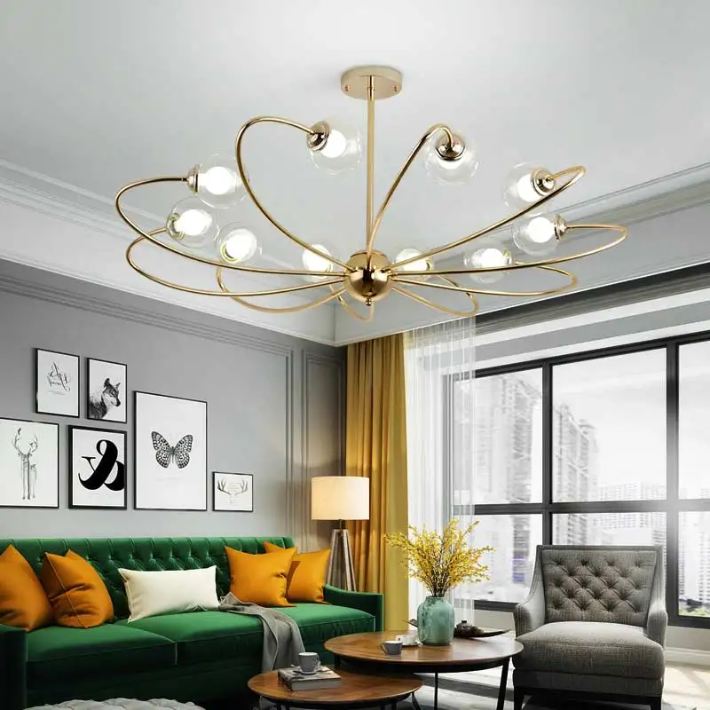 Светодиодная лампа стеклянный дизайн Золотая люстра светильник ing Современная