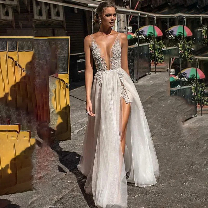 

BAZIIINGAAA Simple Wedding Dress Lace Little Beading Strapless Dress Luxury Wedding Gowns Bridal Can Be Washed Bride Dresses