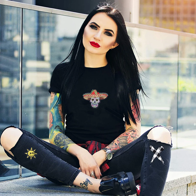 2 шт./Лот Панк хиппи байкерские вышитые нашивки для одежды Череп Призрак Скелет