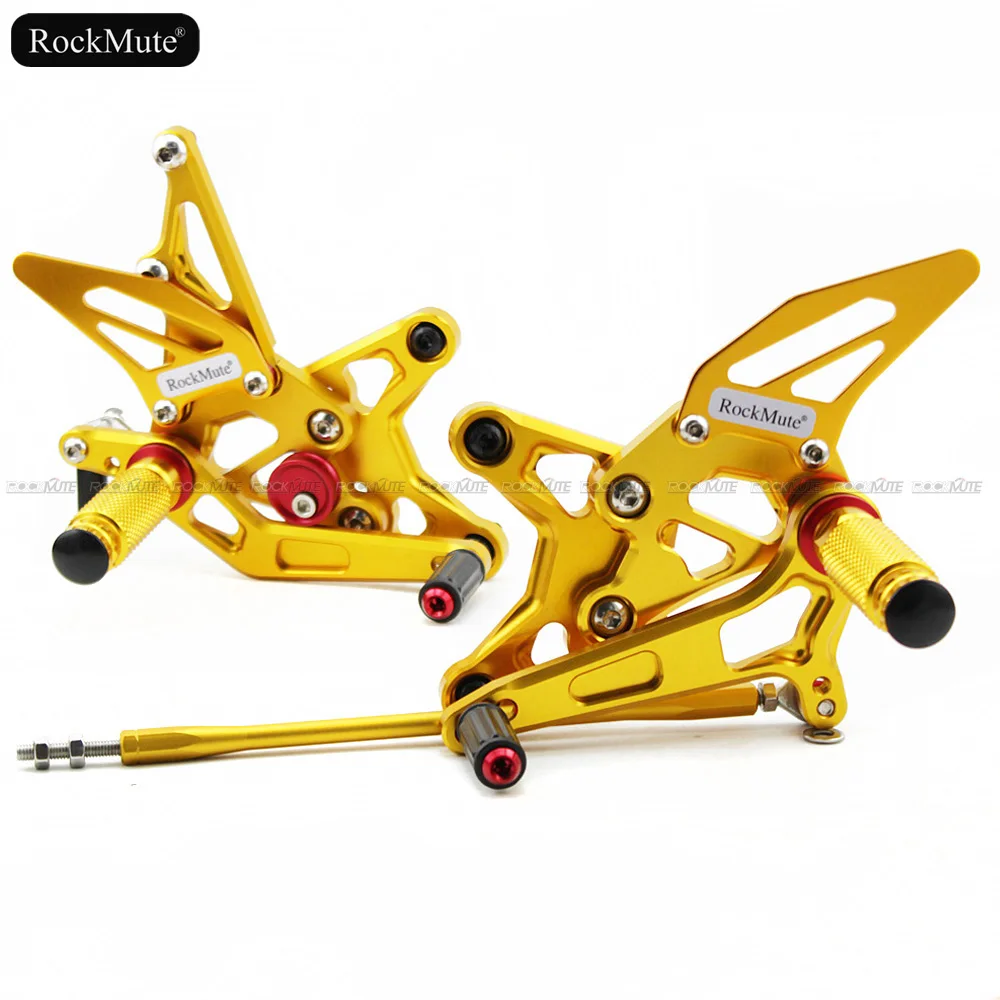 Gold and Red Заднее сиденье мотоцикла для Kawasaki zxzx6r 636 2009- регулируемая подножка рычаг переключения тормоза педальные подложки для ног задний комплект Rearsets - Цвет: Gold and Red