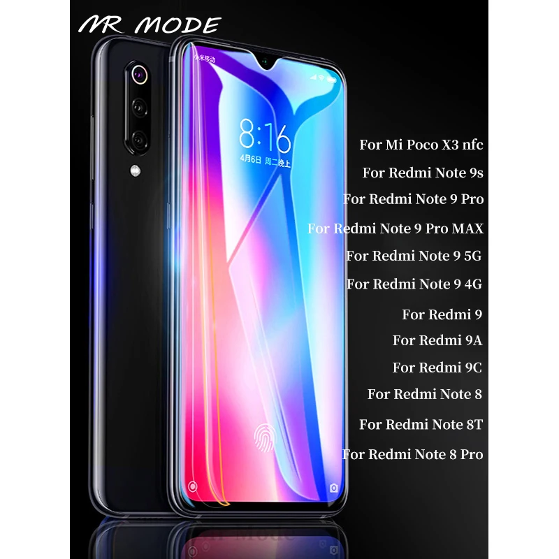 

Glass Screen Protector Tempered Glass For Xiaomi Mi Poco X3 nfc 11 Transparent For Redmi Note 9 9s Pro MAX 9A 9C 8 8T Pro Film