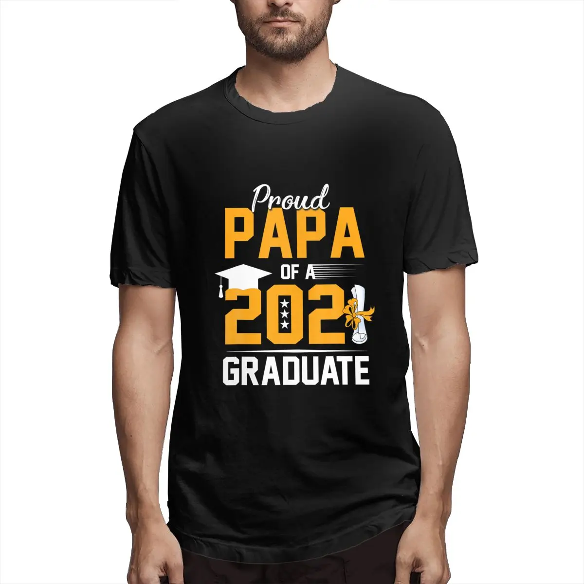 

Proud Papa Of A 2021 Graduate Graphic Tee Men's Short Sleeve T-shirt Funny Summer Tops