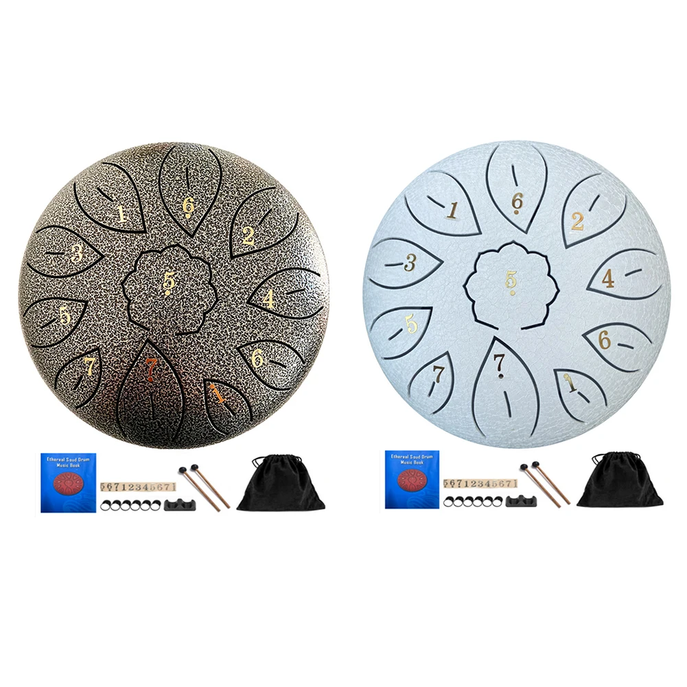 11 Tune Tongue Drum 6 Inch Steel Tongue Drum Kits Steel Tongue Drum Percussion Instrument Padded Drum Bag Handheld Drum Toy