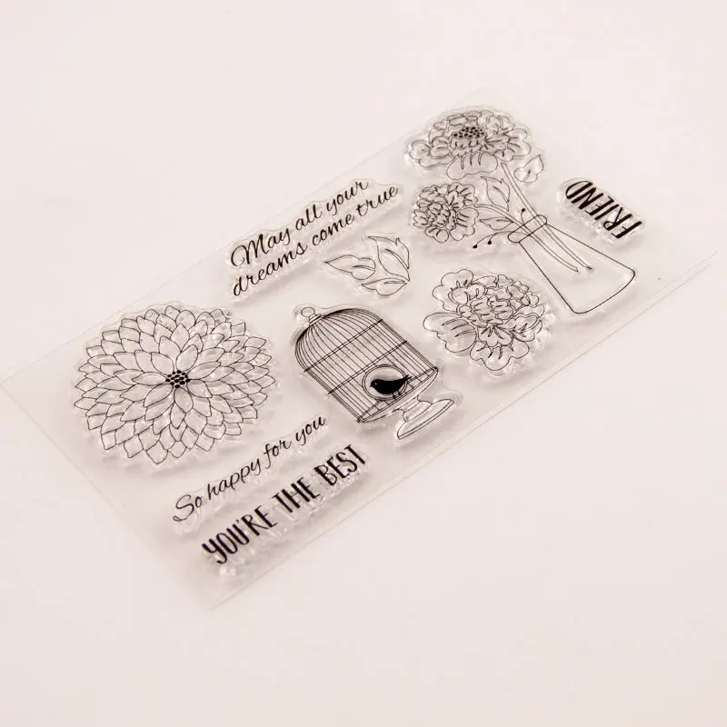 Цветков хризантемы прозрачный силиконовый штамп/печать для DIY Скрапбукинг/фото