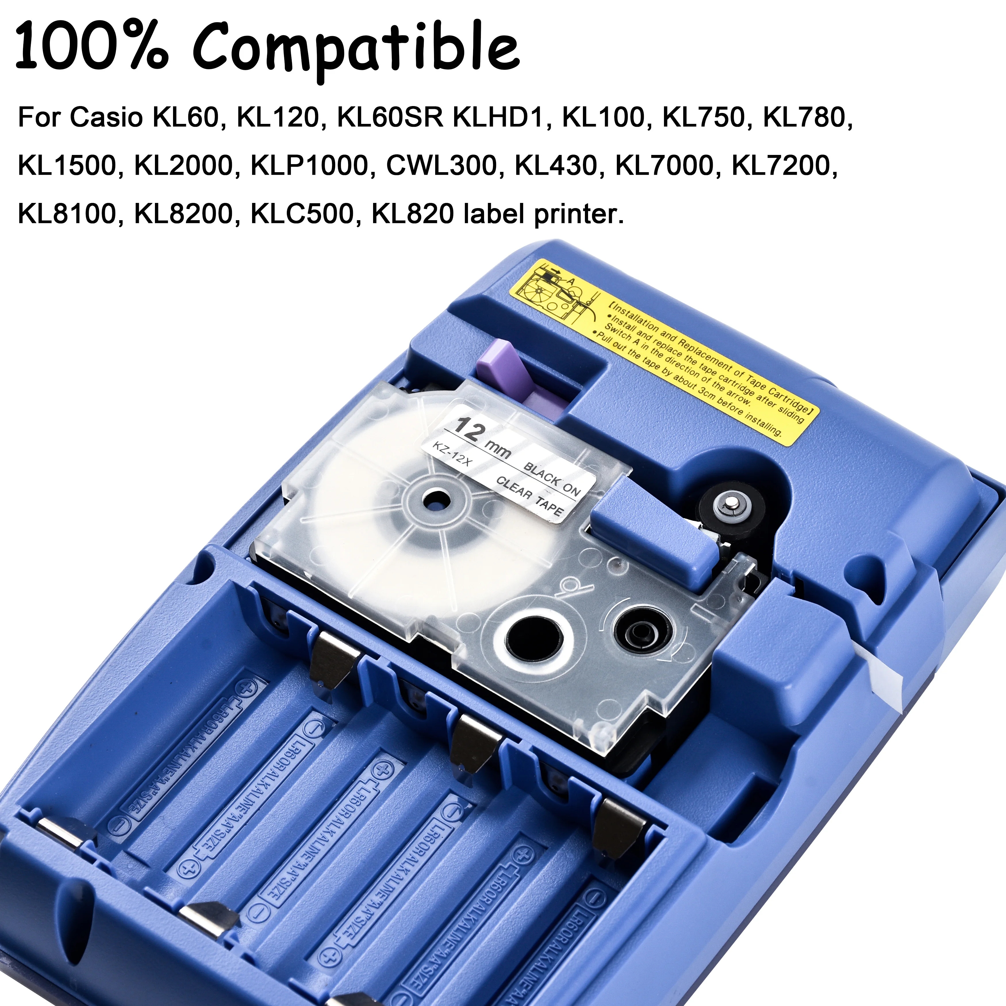 CIDY 5 шт. comapatible XR-12X лента для этикеток Casio KL-60-L KL-120 12 мм черный на прозрачной XR12X EZ label