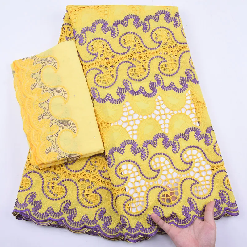 Африканская 100% мягкая хлопчатобумажная кружевная ткань с камнем 5 + 2 ярдов 2020