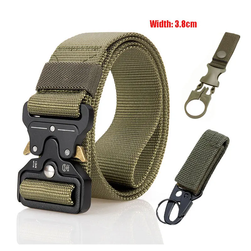 3.8cm blet and 2hook Военный тактический ремень, мужской нейлоновый поясной ремень с металлической пряжкой, усиленные тренировочные ремни, Охотничьи аксессуары, ширина 4,3 см 135 см - Цвет: 3.8cm blet and 2hook