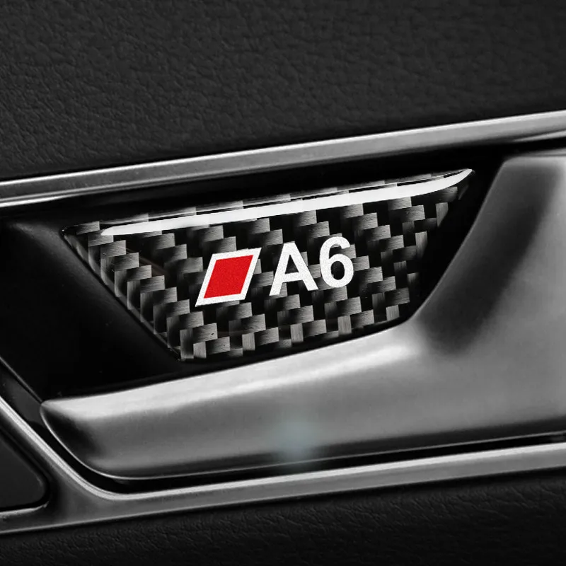 

Carbon Fiber Door Handle Cover Door Bowl Trim Auto Stickers For Audi A6 C5 C6 Car Interior Decoration