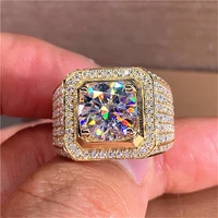 diwenfu 100 18k gold jewelry real white diamond ring for men bohemia wedding bands engagement 18k yellow gold ring jewelry box