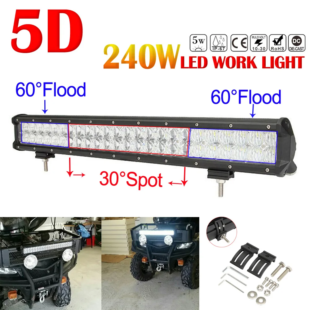 

Car LED Light Bar 240W 23 inch Car LED Worklight Bar 5D 48x Chips Combo Offroad Light Driving Lamp for Truck SUV 4X4 4WD ATV
