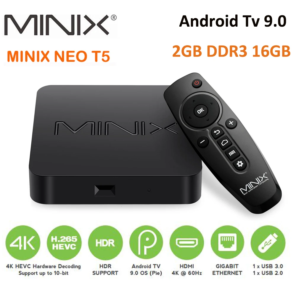 ТВ-приставка MINIX NEO T5 Android 2 ГБ DDR3 16 Tv 9 0 Pie AmlogicS905X2 GIGABIT Ethernet сертифицированная Google |