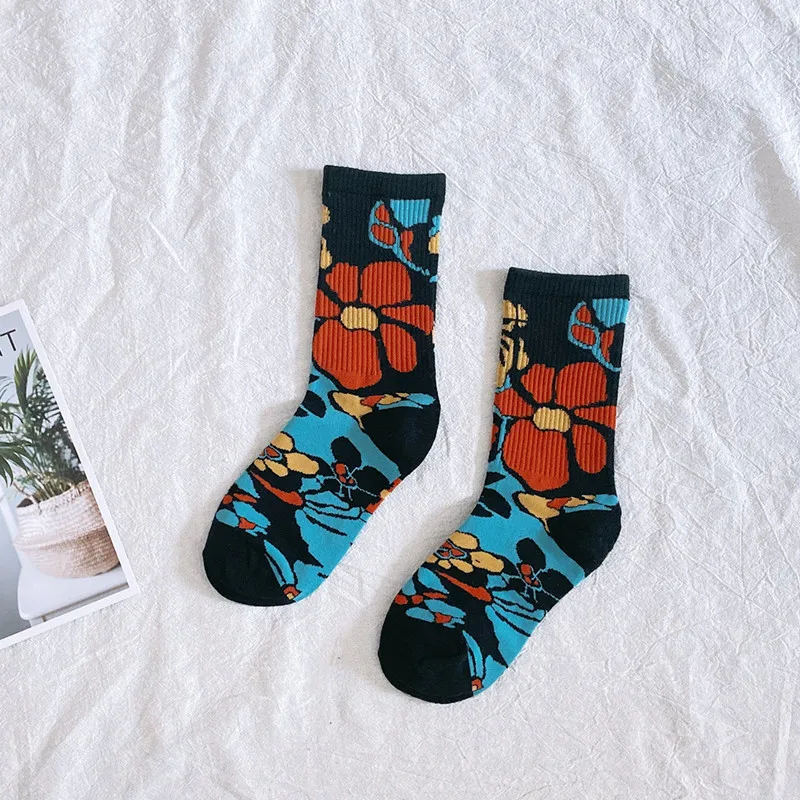 Style Brand Personality Leopard Street Flower Cartoon Happy Winter Warm Sock Funny Lady Kawaii Cotton Women Men Cute Short Socks