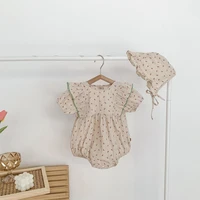 infant toddler baby girl summer clothes short sleeve romper ruffle jumpsuit floral romper hat 2pcs summer outfit set
