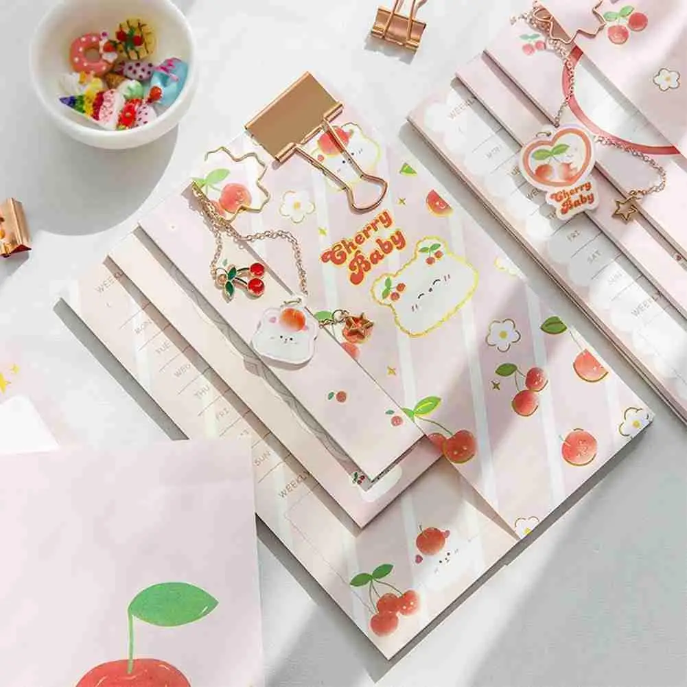 

4pcs/set Strawberry Peach Sweet Pattern Memo Pad Set Small Off Kartoon Can Kawaii Book Stationery Supplies Tear Note I6H9