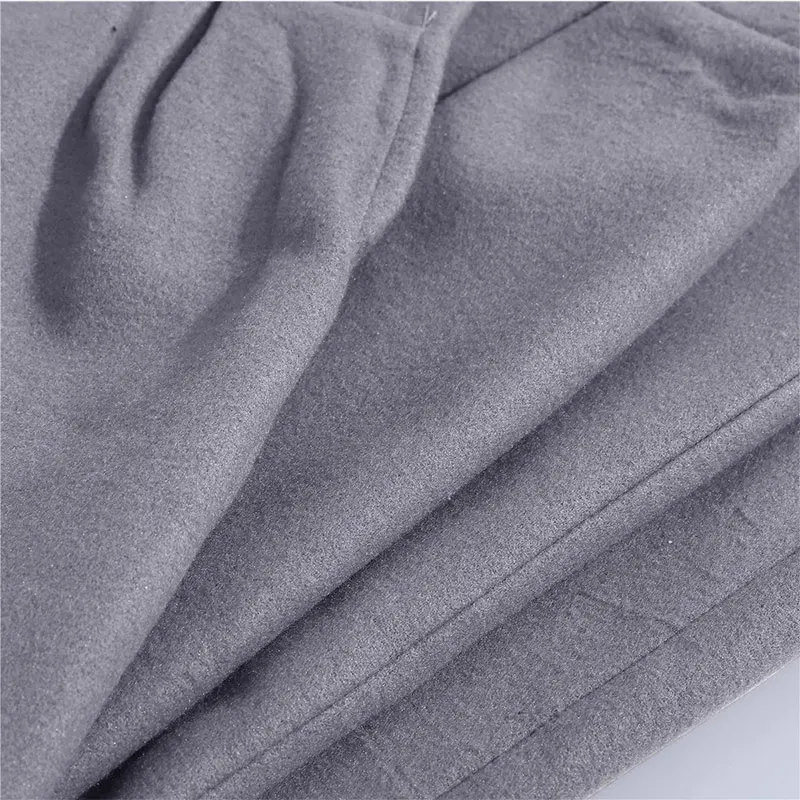 

Safari Style Turn-Down Collar Wollen Women's Coat Loose Solid Single Breasted Pockets Thick Warm Outer Wear For Female Winter