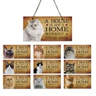 Деревянный подвесной знак в виде кошки