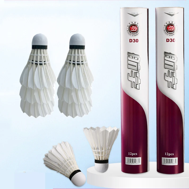 

12PCS Goose Feather Shuttlecocks Badminton Outdoor Sport Shuttlecock White For Training Game Flying Stability Durable Balls -40