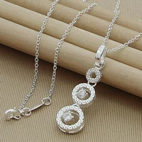 real 925 silver color pendant necklace love round hand chain necklace for women good jewelry 45cm