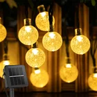 Лампа на солнечной батарее, гирлянда с хрустальными шариками, водонепроницаемые гирлянды, светодиодные гирлянды, Рождественское украшение, наружное освещение для вечеринки