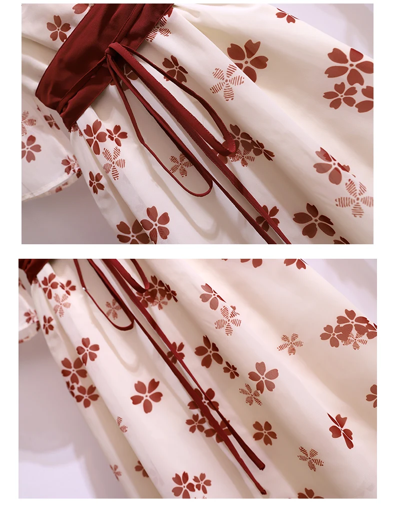 2021 Новая мода с принтом в виде вишен винтажное шифоновое платье для женщин