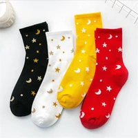 harajuku planet point yarn funny socks japanese creative moon stars socks women warm cute novelty femme sokken female meias