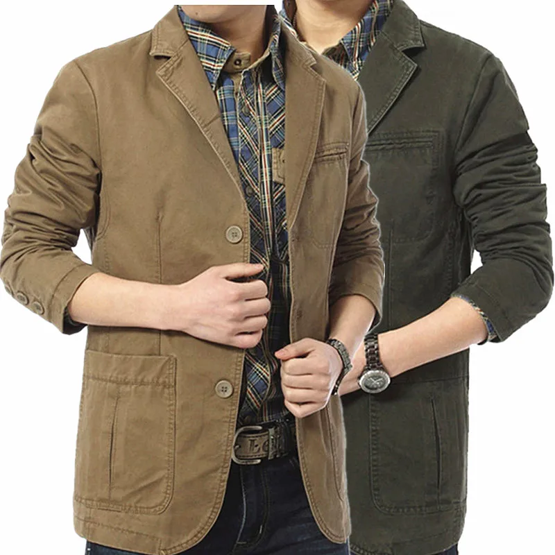 Высокое качество Осень зима мужской повседневный Блейзер 2020 хлопковый костюм