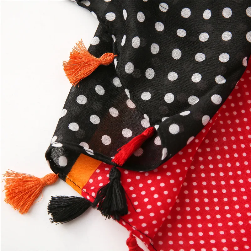 

2021 Spring Women Dot Print Hijabs Scarves Fashion Design 180X90CM Scarf Ladies Cotton And Hemp Shawls And Wraps Pashmina Stoles
