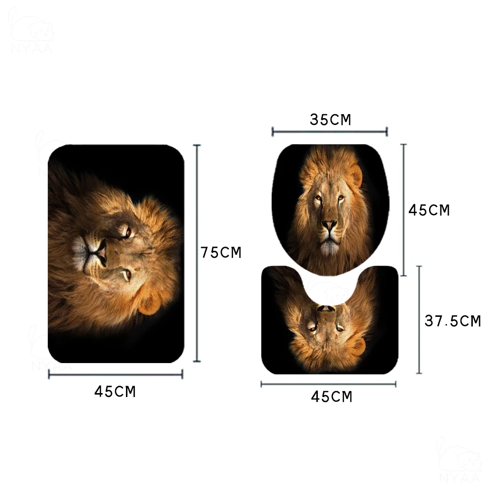 Набор для ванной комнаты с изображением Льва водонепроницаемая занавеска душа