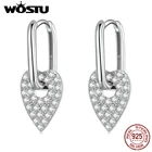WOSTU 100% реальные 925 стерлингового серебра полностью из циркония в форме сердца серьги в форме фигурного кольца большого размера для женщин на день рождения класса люкс, ювелирное изделие, подарок