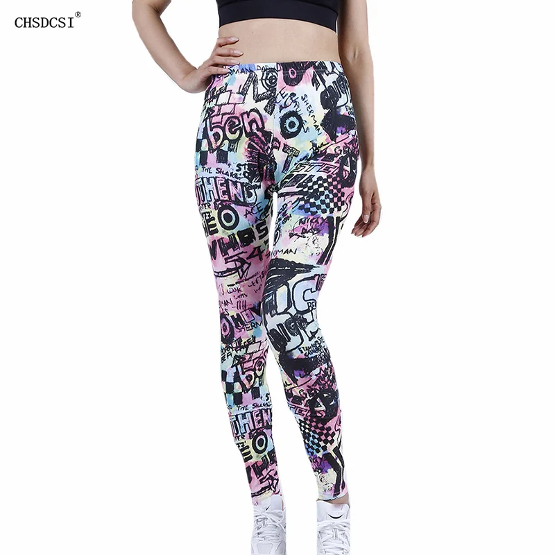 

CHSDCSI Women Leggings Sexy Skinny Pants Elastic Female Clothing Graffiti Printing Workout Leggins Fitness Gym Sexy Bottom Tight