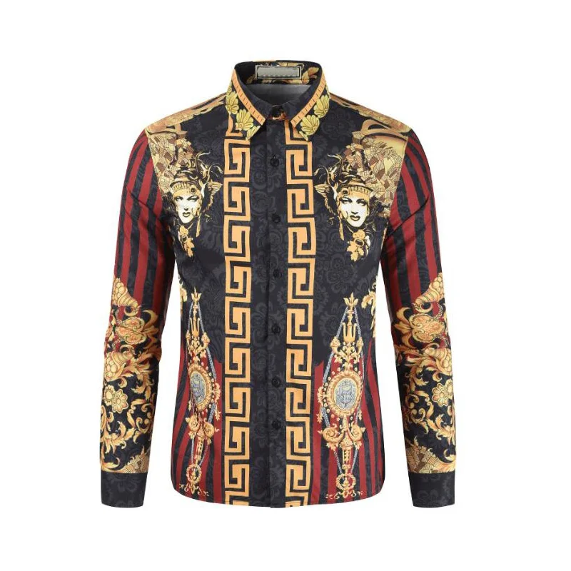 

Summer Male National Style 3XL Plus Size Casual Fashion 3D Printed Shirt Long-sleeve Men's Shirts