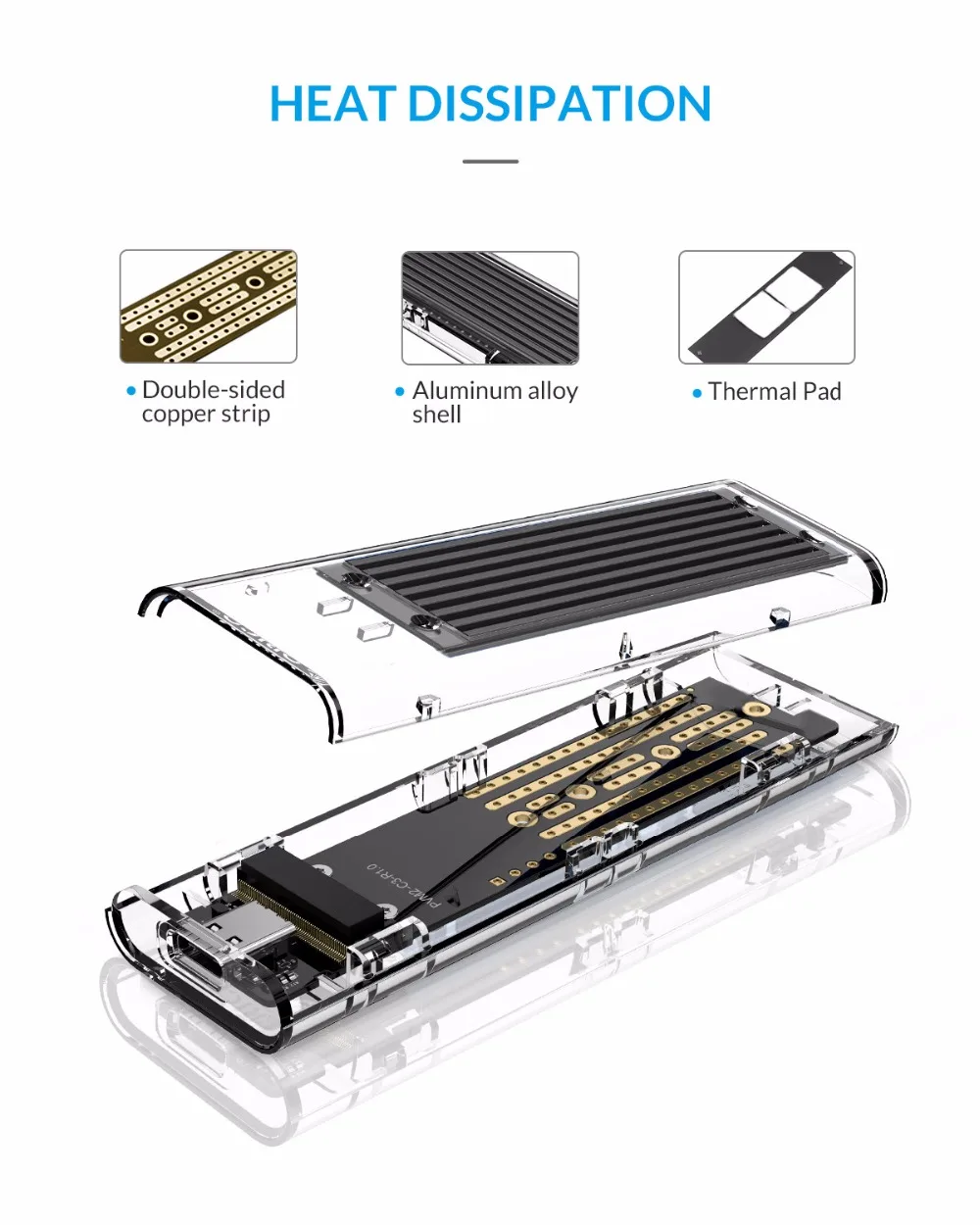 ORICO M.2 SSD Case M.2 USB M Key NVMe SSD Enclosure Transparent Hard Drive Disk for M2 NVMe SSD Enclosure Type C 3.1M2 SSD Case