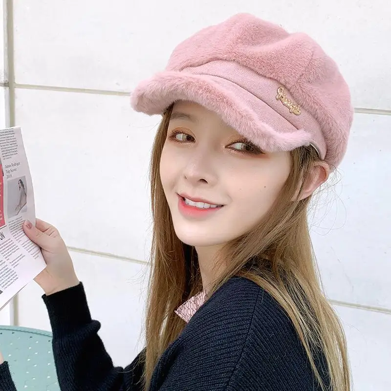 Кепка Женская в стиле милитари плоский берет восьмиугольная шапка бархатная