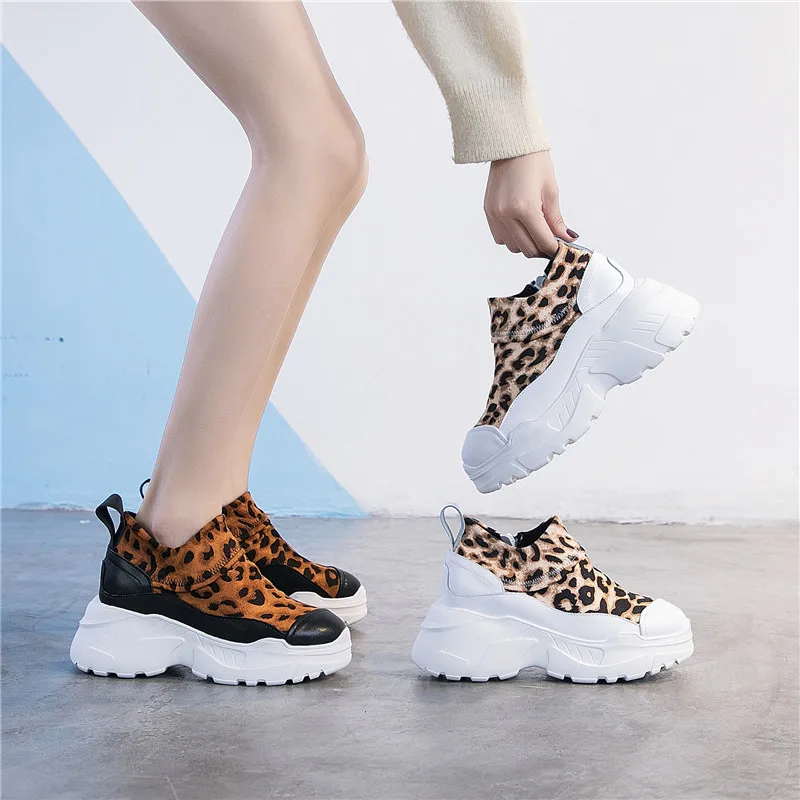 RASMEUP/женские кроссовки из натуральной кожи с леопардовым принтом коллекция 2019