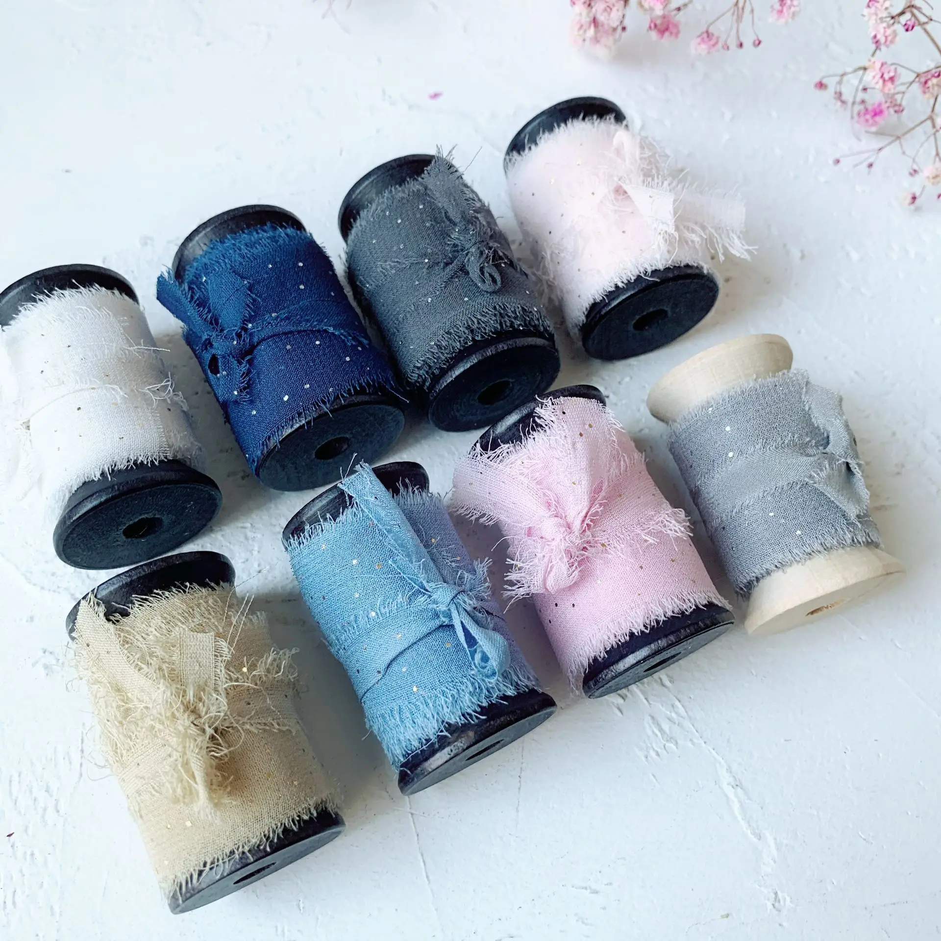 Новая лента из 100% чистого шелка 9 цветов потрепанная деревянная Ткань для