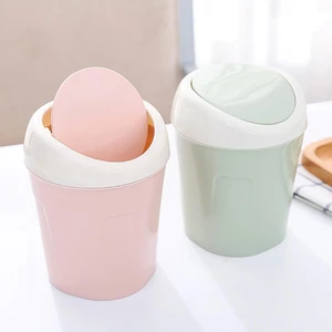 Cute And Creative Mini Flip Lid Plastic Home Living Room Desktop Bedside Trash Can Garbage Bin Car T