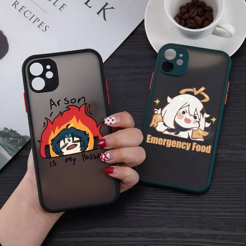 

Genshin impact game Phone Case For iPhone 12 11 Mini Pro XR XS Max 7 8 Plus X Matte transparent Back Cover