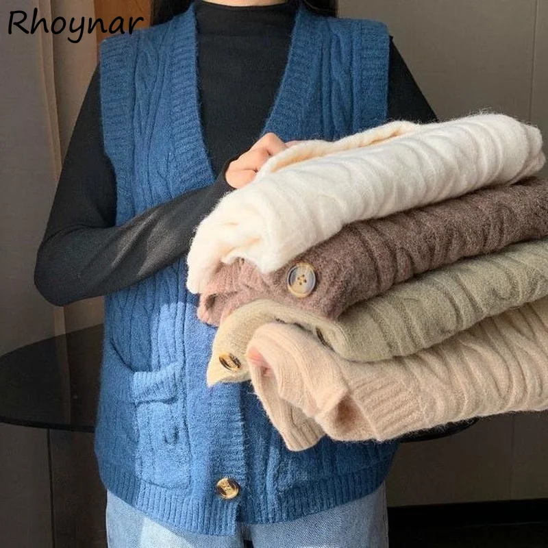 

Sweater Vest Women Stylish V-Neck Preppy Style Solid Elegant Single Breasted All-match Sleeveless Autumn Hot Sale Streetwear Ins