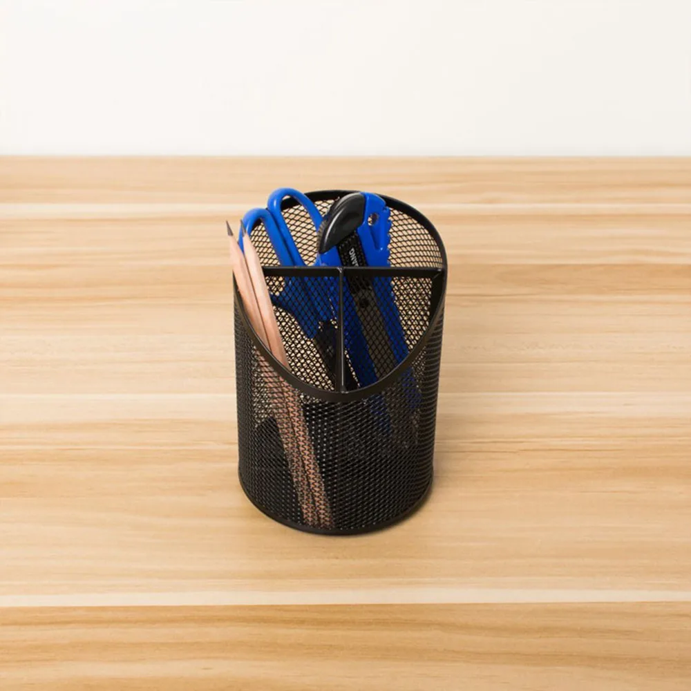 

Black Creative Pencil Cups Bevel Pen Container Metal Pencil Holder Desktop Storage Container Decoration Desk Organizer