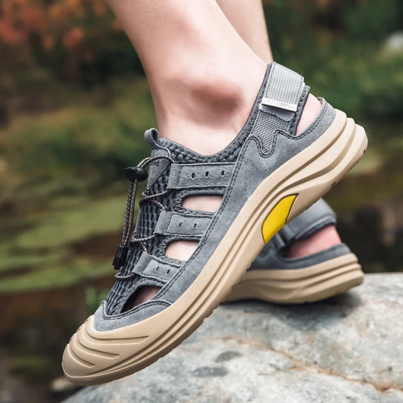

2021 Summer Casual Men's Shoes Leather Men's Sandals Summer Men's Shoes Beach Fashion Outdoor Leisure Non-Slip Walking Shoes