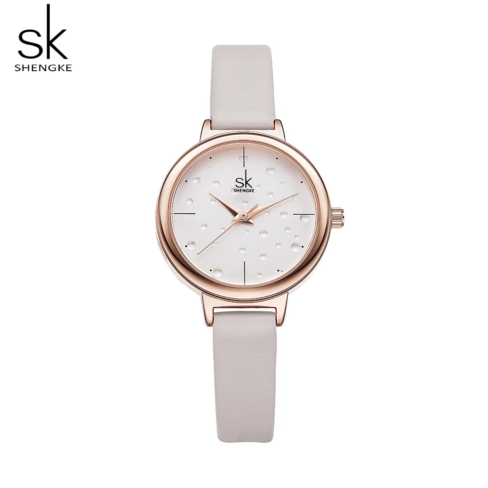 Shengke повседневные кварцевые часы женские модные простые кожаные подарочные Montre