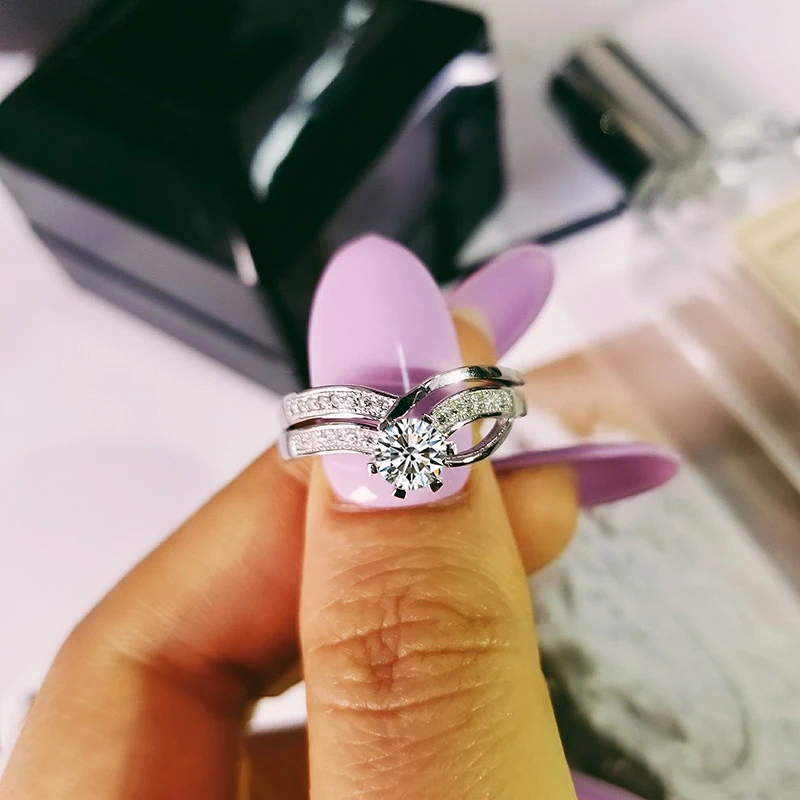 Черная пятница 925 стерлингового серебра обручальные кольца комплект для Дамская