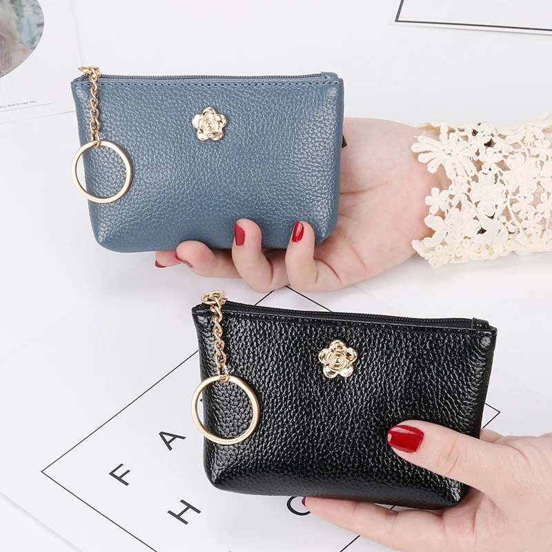 

Women Mini Wallet Soft Leather Female Purse Card Holder Coin Purse Short Wallets Small Zipper Keychain Clutch Bag Lady Purse
