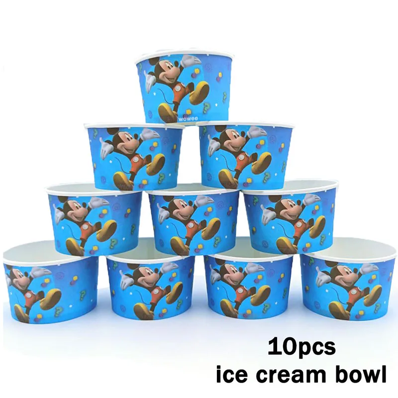 10Icecream Bowl 10 шт./лот Микки чашки для мороженого Детские вечерние принадлежности для дня рождения Микки Маус С Днем Рождения вечерние чаши для мороженого - Цвет: 10Icecream Bowl