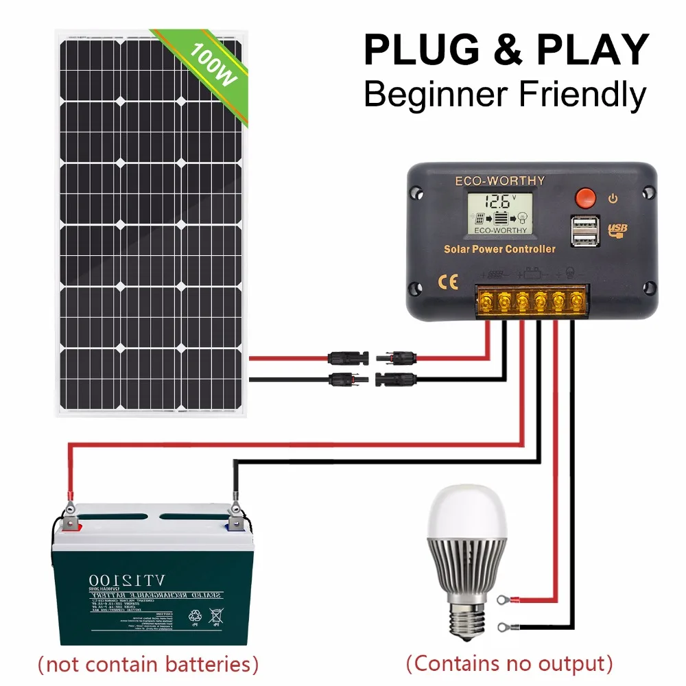 100W 18V солнечных батарей Панели солнечные комплект и 20A Контроллер заряда и крыши дрель настенный кронштейн для крепления на Лодка Караван Кемпинг внесетевая система