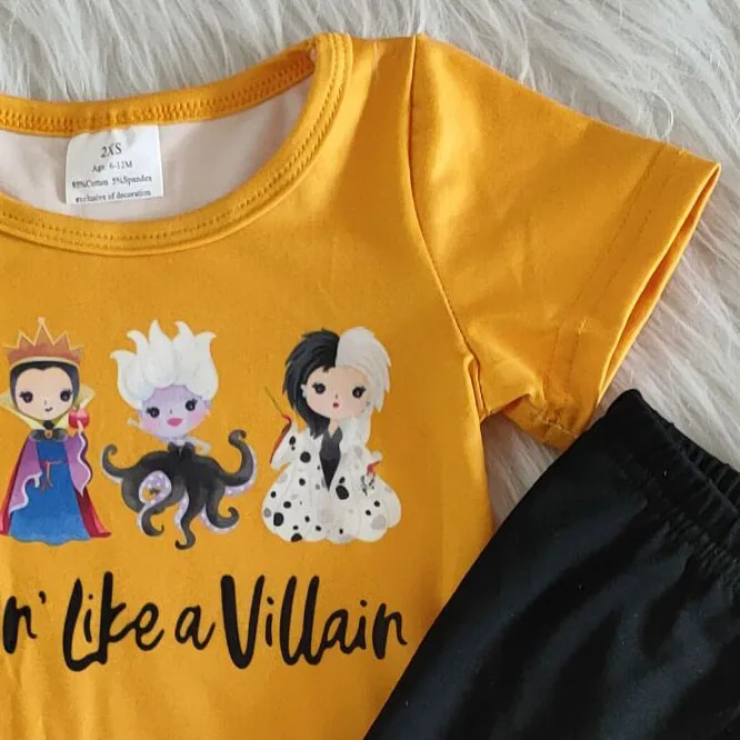 

New baby girl clothes simple fashion yellow tunic top black bell-bottom kids outfits valentine's day shirt