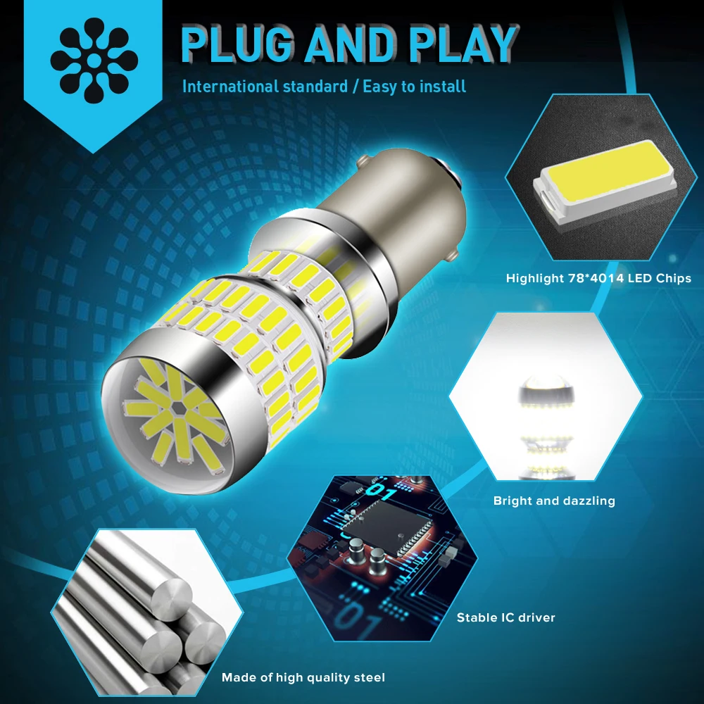 2X высокое качество BAY15S 1157 P21W led 1156 T20 7443 P21/8 Вт 3157 W21W Автомобильная лампочка 7440 BA15S