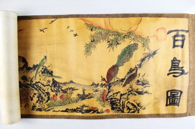 

Ancient Chinese calligraphy and painting collection gift decorative mural - hundred birds