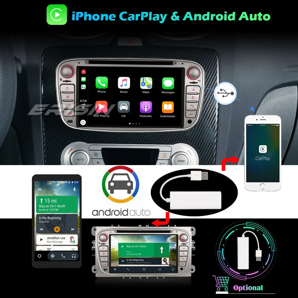 5109 Autoradio Car Stereo for Ford Focus C Max Galaxy Mondeo DAB+ Bluetooth OBD Android 10 SatNav DVD Player Head Unit Sat Nav | Автомобили